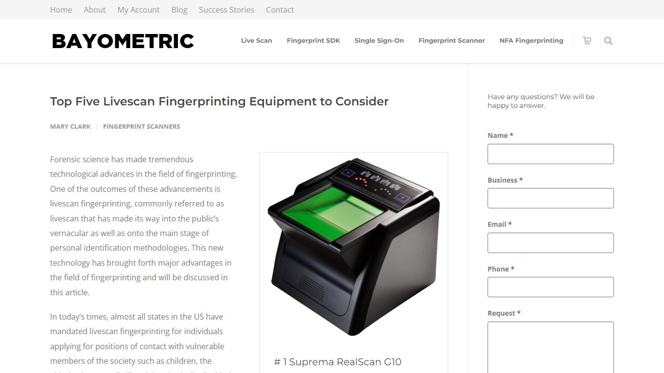Top Five Livescan Fingerprinting Equipment to Consider - Bayometric