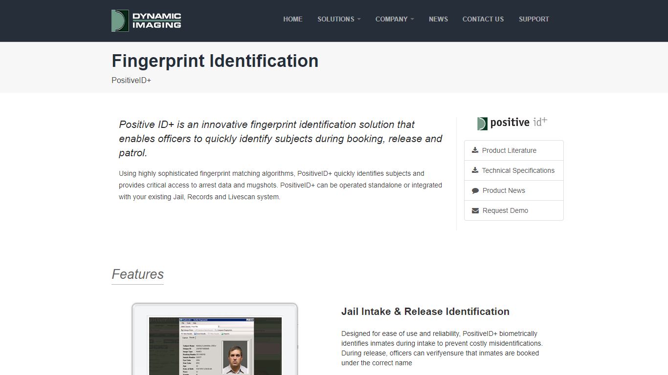 PositiveID+ Fingerprint Identification System - Dynamic Imaging